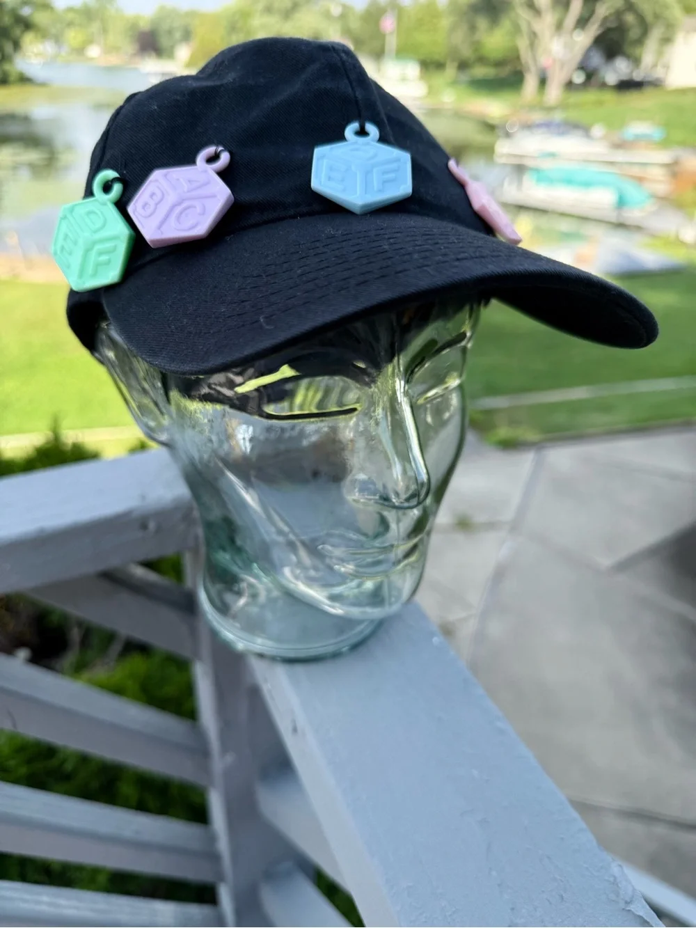 Women Black Baseball Cap with Pastel Charms one size fit all